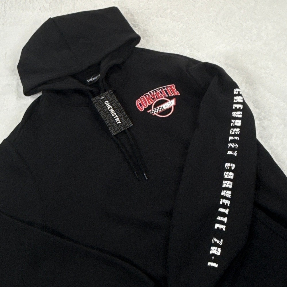 Chemistry Mens Medium Chevrolet Corvette 1989 ZR-1 Hoodie Black Embroidered NWT